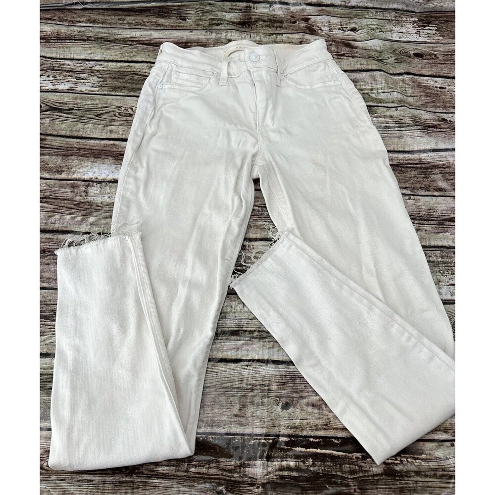 JOE'S White Denim Jeans Size 26 "The LARA" Raw Hem-Mid Rise-Cigarette Ankle